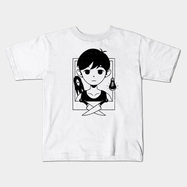 Black & White Boy Kids T-Shirt by Alundrart